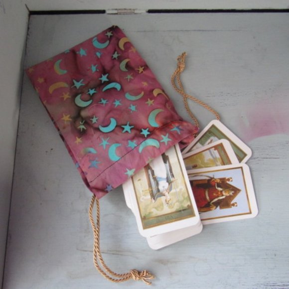 Star Moon Celestial Tarot Gemstone Rune Fabric Pouch Bag - Picture 4 of 11
